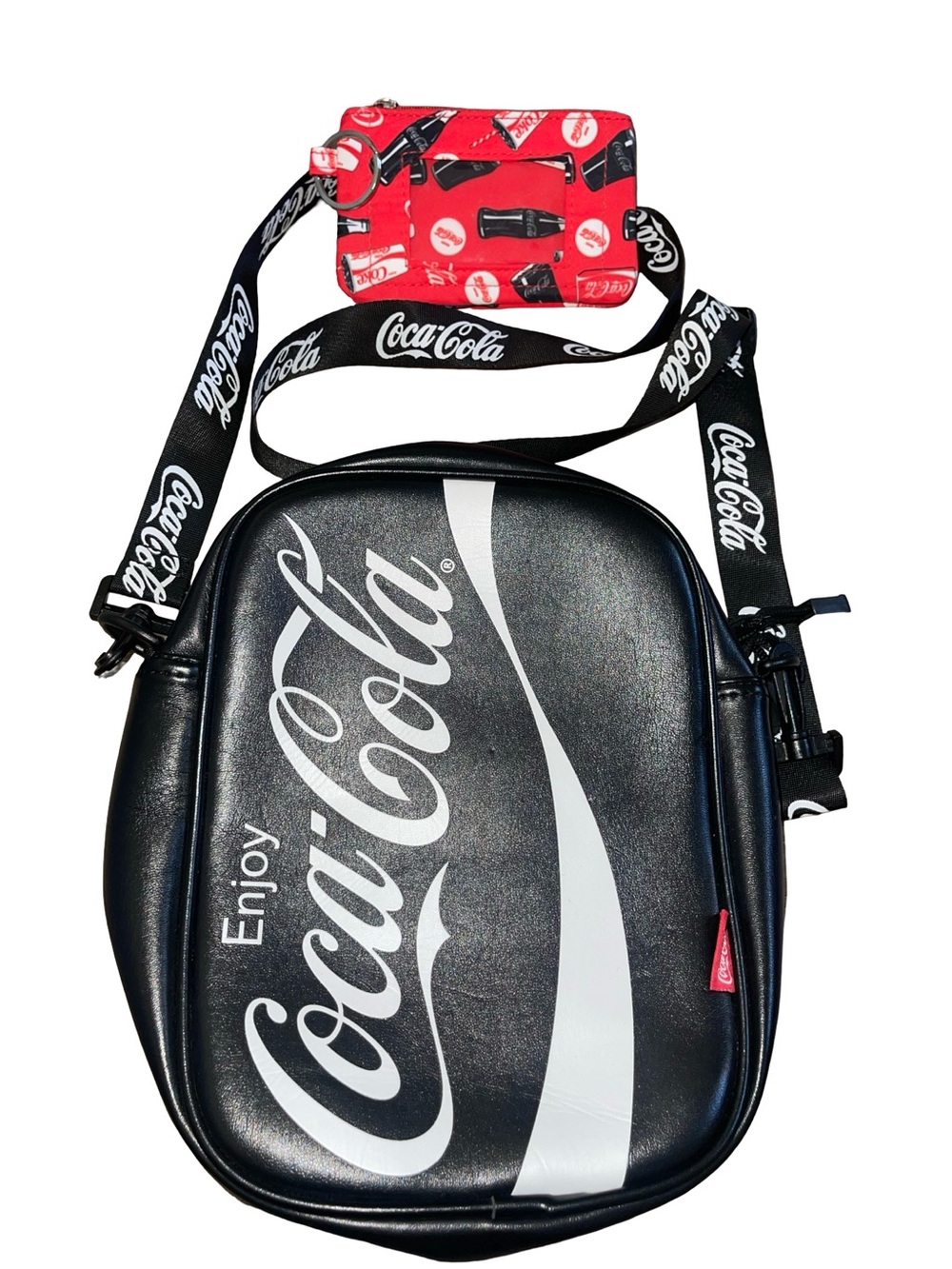 Coca Cola Black and Red Messenger Bag with Logo Strap
